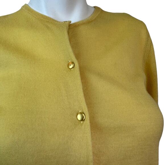 The Suit Company Yellow Wool Gold Button Down Cardigan Sweater sz 38/XS Japanese - Picture 3 of 9